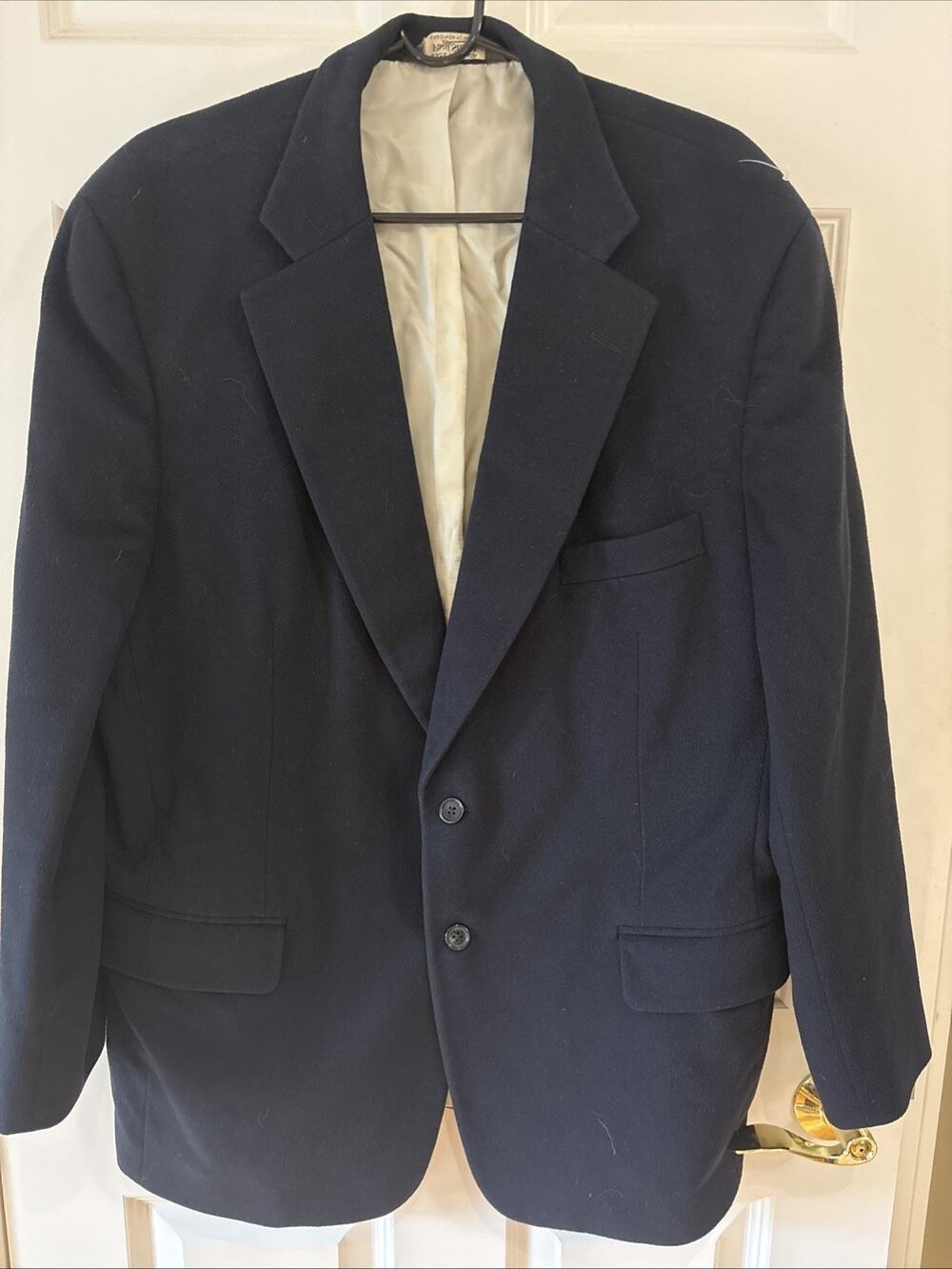PAUL STUART Blazer Mens Sz 44 Navy Blue Cashmere 2-Button Luxury Business school